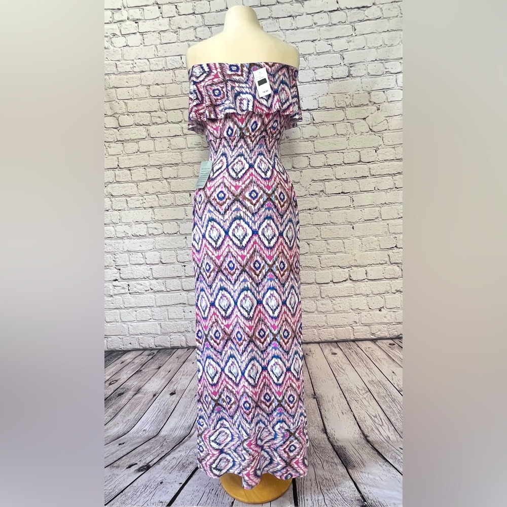 🆕 Felicity & Coco Print Ruffled Popover Maxi Dress - Picture 3 of 5
